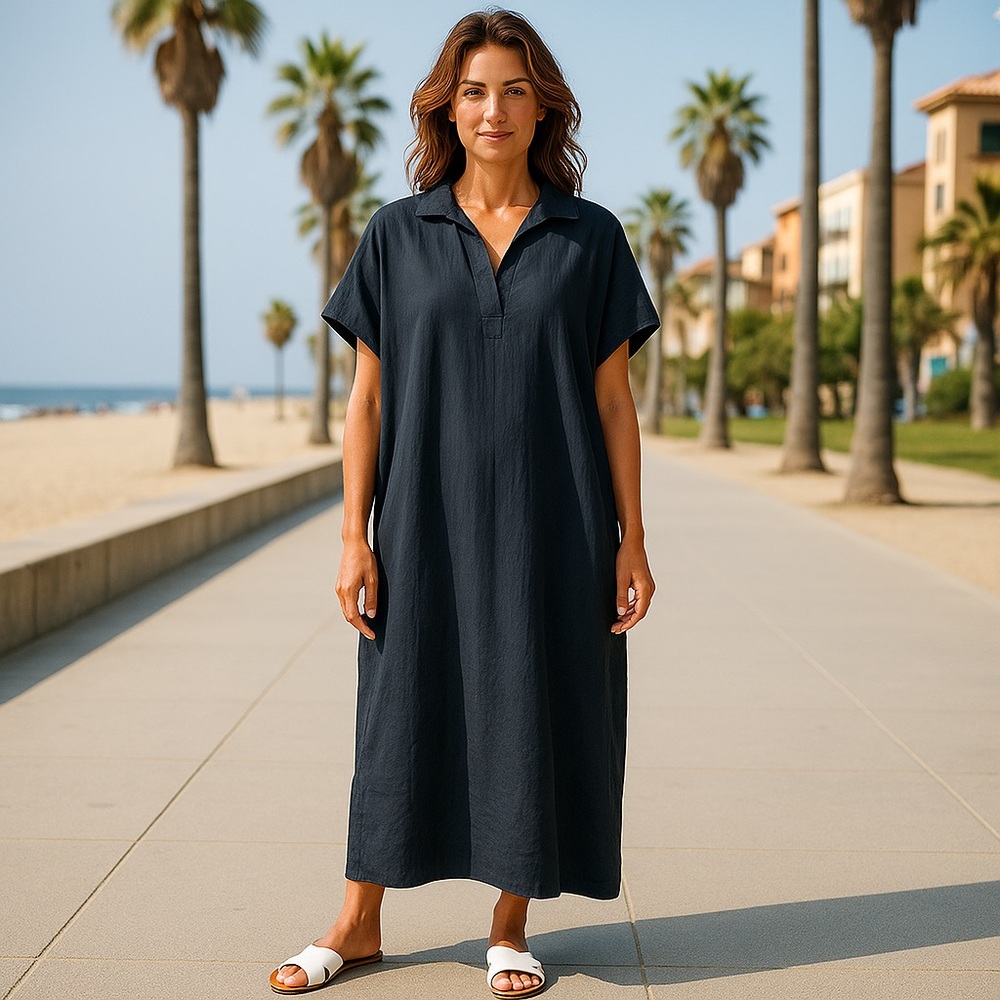 Muji Navy Blue Midi Dress